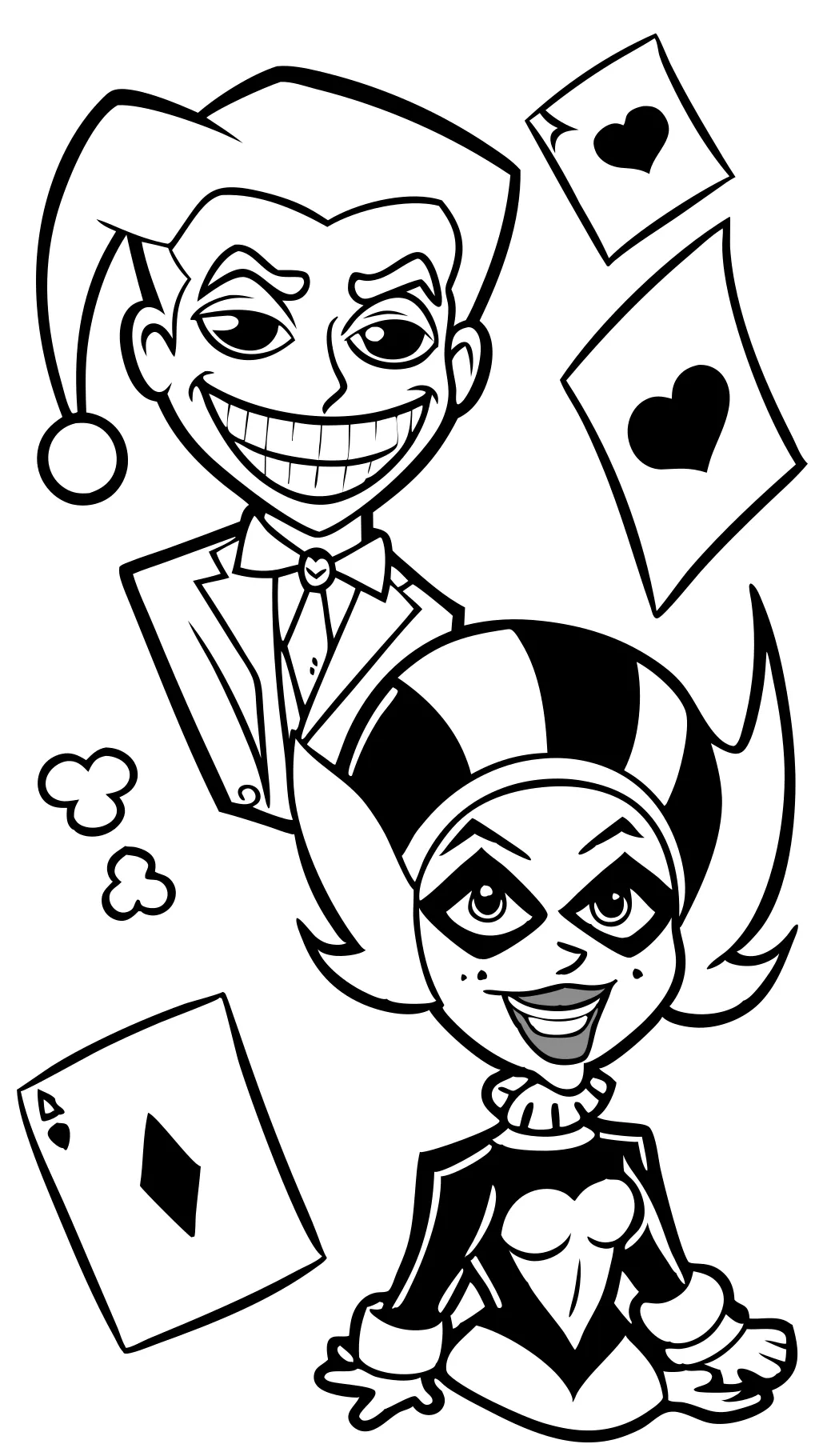 Páginas para colorear de Joker y Harley